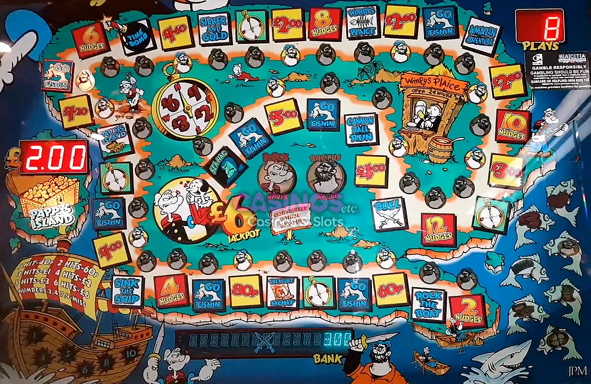 popeye jpm fruit machine bonus board 6