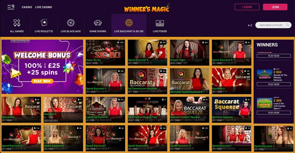 winners magic casino table games 1