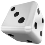 A single die (dice) used in craps table games