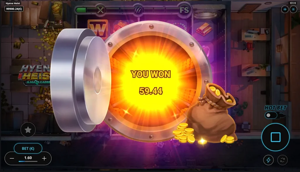hyena heist gaming corps vault win screen 1