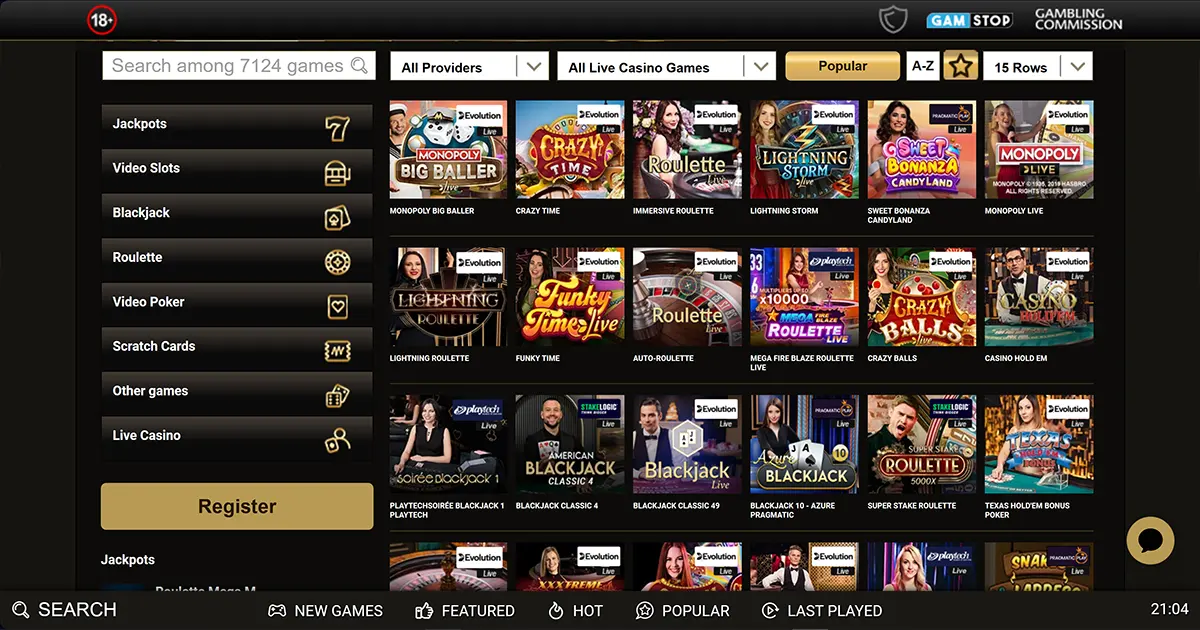 Mega Riches UK Live Games