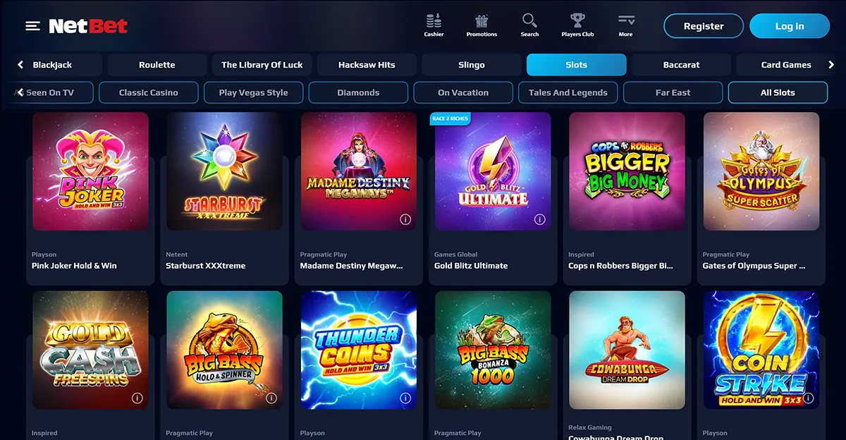 Selezione di slot NetBet